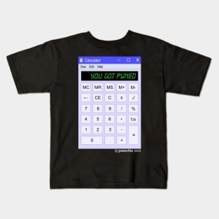 pwnstar left front breast - YOU GOT PWNED Calculator Window - ©pwnstar 2023 reverse Kids T-Shirt